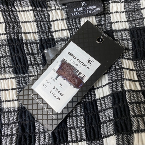 CITY CHIC 'Check It' Black White Check Print Belted Midi Dress Plus Size XL 22 - Picture 5 of 12